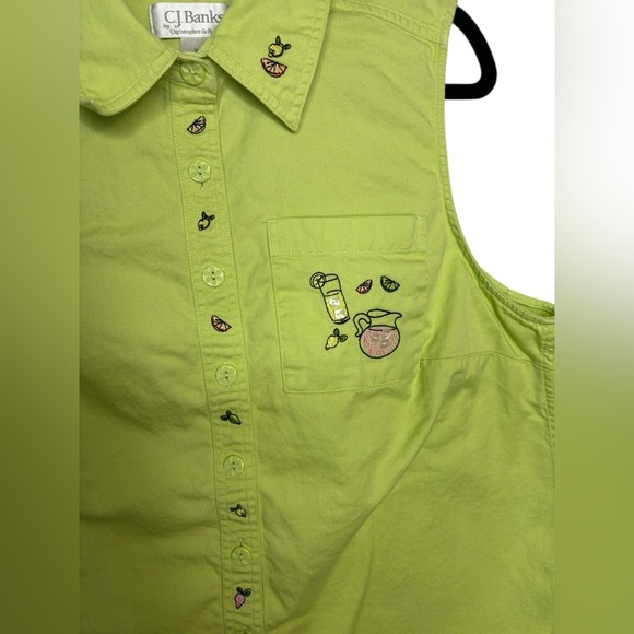 Women’s Sleeveless Button Front Summer Beaded Embroidered Shirt Size X (14W) - Picture 3 of 12